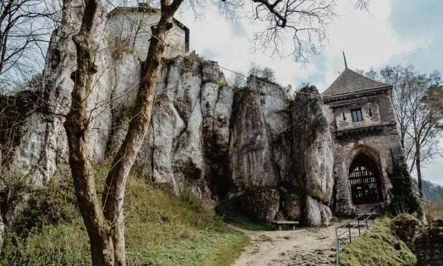Kamienny zamek na skale, ukryty wśród drzew. Odkryj nieznane miejsca w Małopolsce, gdzie historia splata się z naturą.