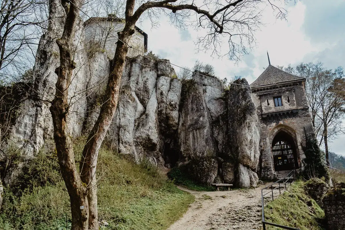 Kamienny zamek na skale, ukryty wśród drzew. Odkryj nieznane miejsca w Małopolsce, gdzie historia splata się z naturą.